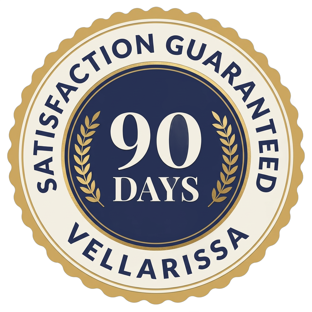 Vellarissa 90-day satisfaction guarantee seal